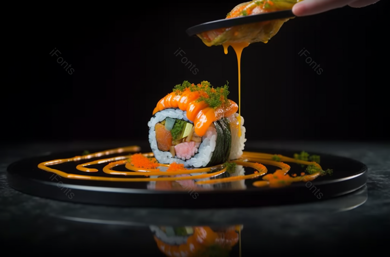 传统日本膳食米饭鱼子酱寿司,高清,摄影图,摄影图片,图片大全,摄影图免费下载